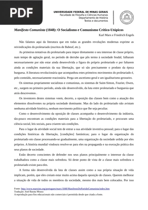 Manifesto Comunista (1848): O Socialismo e Comunismo Crítico-Utópicos (Artigo)