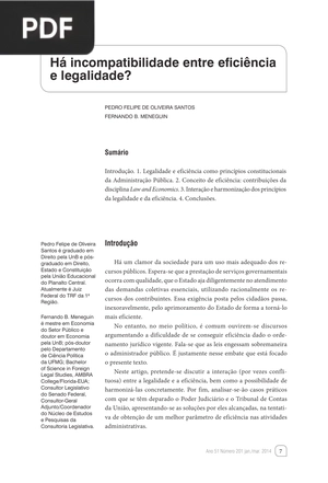 Há incompatibilidade entre eficiência e legalidade? (Artigo)