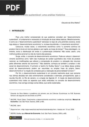 Desenvolvimento sustentável: uma análise histórica (Artigo)