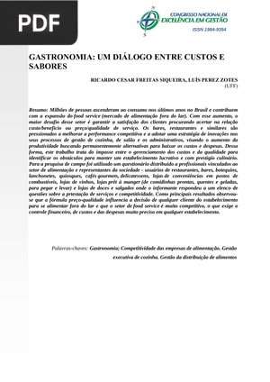 Gastronomia: Um diálogo entre custos e sabores