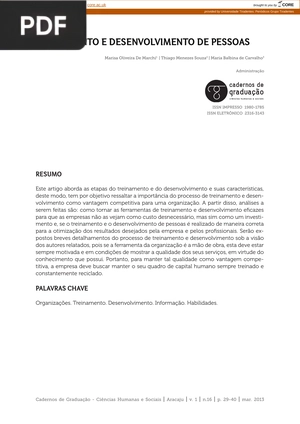 Treinamento e desenvolvimento de pessoas