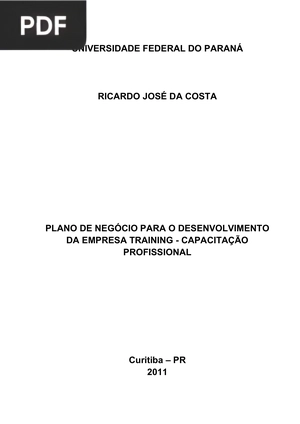Plano de negócio para o desenvolvimento da empresa training - capacitação profissional