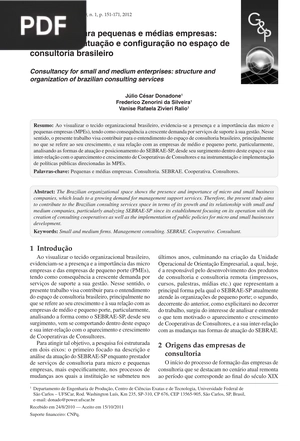 Consultoria para pequenas e médias empresas: as formas de atuação e configuração no espaço de consultoria brasileiro