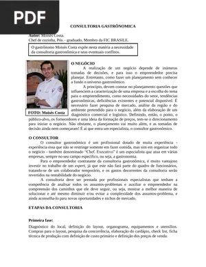 Consultoria Gastronômica (Artigo)