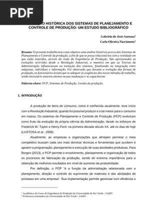 Evolução Histórica dos Sistemas de Planejamento e controle de produção: Um estudo bibliográfico