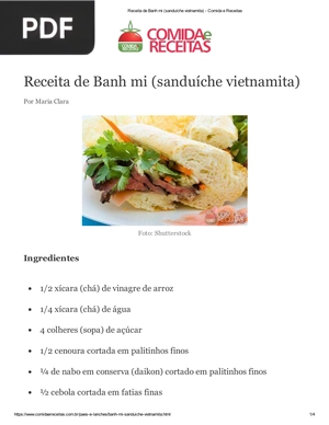 Receita de Banh mi (sanduíche vietnamita)
