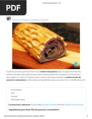 Receita de Pão de presunto venezuelano