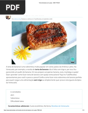 Receita de Torta de banana com queijo