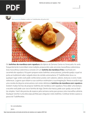 Receita de Bolinhos de mandioca com rapadura