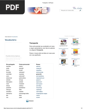 Vocabulário Transporte