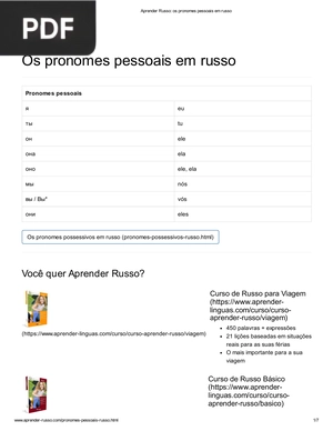 Os pronomes pessoais em russo