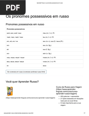 Os pronomes possessivos em russo