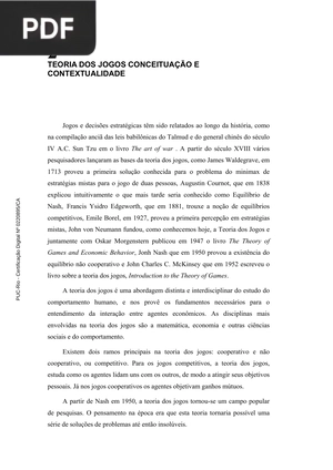 Teoria dos jogos conceituação e contextualidade