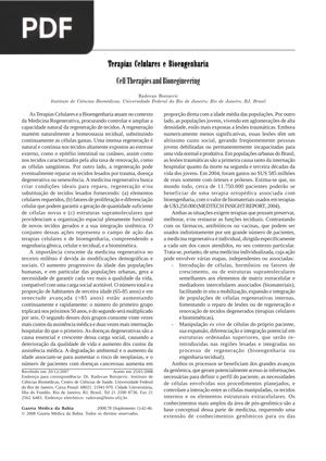 Terapias Celulares e Bioengenharia (Artigo)