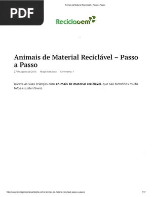 Animais de Material Reciclável – Passo a Passo