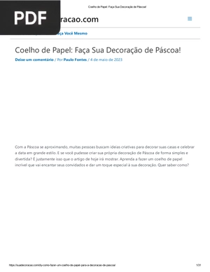 Coelho de Papel: Faça Sua Decoração de Páscoa!