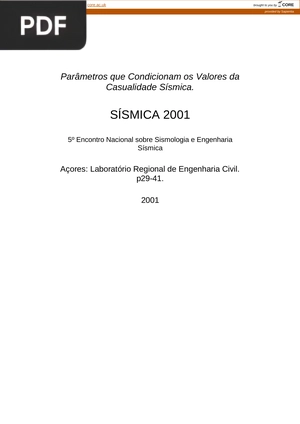 Parâmetros que Condicionam os Valores da Casualidade Sísmica.