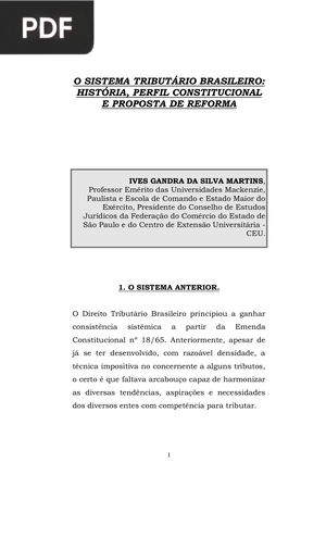 O Sistema Tributário Brasileiro: história, perfil constitucional e proposta de reforma