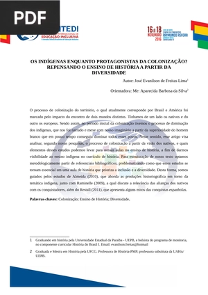 Os indígenas enquanto protagonistas da colonização? repensando o ensino de história a partir da diversidade