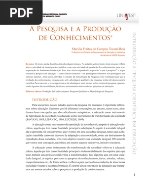 A Pesquisa e a Produção de Conhecimentos