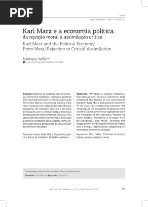 Karl Marx e a economia política: da rejeição moral à assimilação crítica