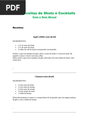 122 Receitas de Shots e Cocktails com e sem Álcool