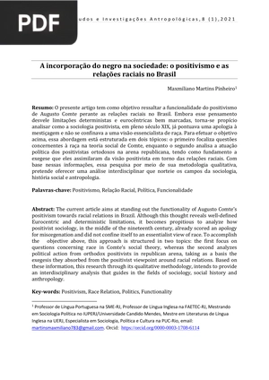 A incorporação do negro na sociedade: o positivismo e as relações raciais no Brasil