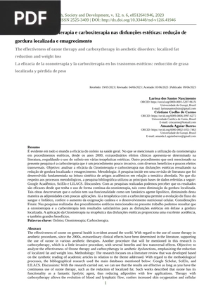 A eficácia da Ozonioterapia e carboxiterapia nas disfunções estéticas: redução de gordura localizada e emagrecimento (Artigo)
