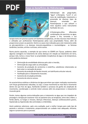 Conheca os beneficios da Hidroterapia (Artigo)