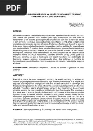 A atuação fisioterapêutica na lesão de ligamento cruzado anterior em atletas de futebol (Artigo)