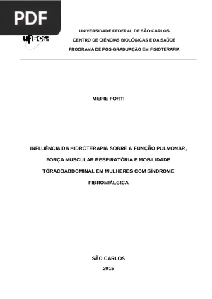 Influência da hidroterapia sobre a função pulmonar, força muscular respiratória e mobilidade tóracoabdominal em mulheres com síndrome fibromiálgica