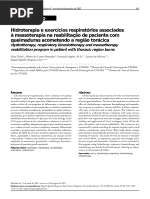 Hidroterapia e exercícios respiratórios associados à massoterapia na reabilitação de paciente com queimaduras acometendo a região torácica (Artigo)