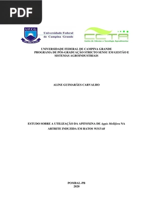 Estudo sobre a utilização da apitoxina de Appis Mellifera na atrite induzda em ratos wistar
