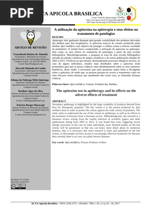 A  utilização da apitoxina na apiterapia e seus efeitos no tratamento de patologias