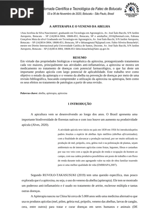 A apiterapia e o veneno da abelha (Artigo)