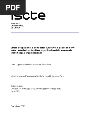 Stress ocupacional e bem-estar subjetivo