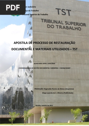 Apostila de processo de restauração documental e materiais utilizados
