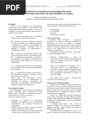 A importância da conservação das obras de arte em suporte papel do museu de arte moderna da bahia (Artigo)