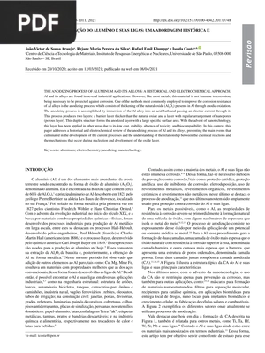 O processo de anodização do alumínio e suas ligas: Uma abordagem histórica e eletroquímica