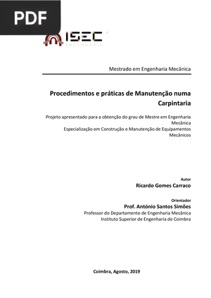 Procedimentos e práticas de Manutenção numa Carpintaria