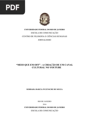 Meio que em off - a criação de um canal cultural no youtubeCULTURAL NO YOUTUBE