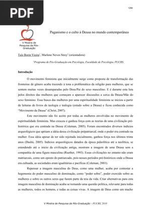 Paganismo e o culto à Deusa no mundo contemporâneo (Artigo)