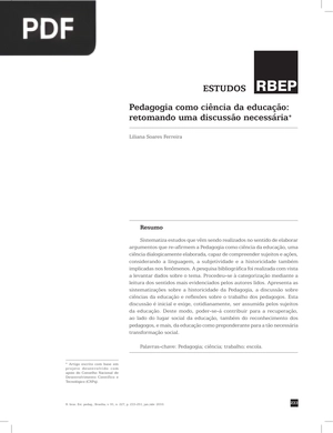 Pedagogia como ciência da educação