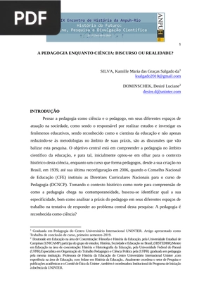 A pedagogia enquanto a ciência