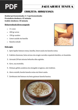 Errezeta: Arroz-esnea