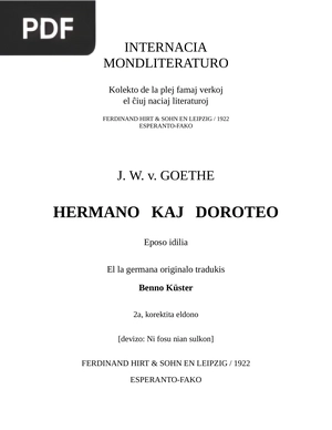 Hermano kaj Doroteo: Eposo idilia (Hermann e Dorotea)