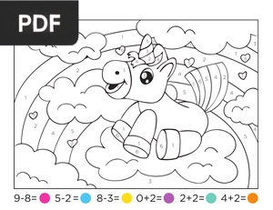 Colorir por números por matemática - Unicórnio