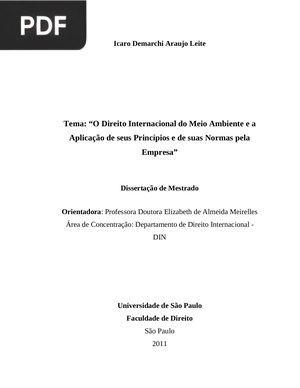 O Direito Internacional do Meio Ambiente e a Aplicação de seus Princípios e de suas Normas pela Empresa