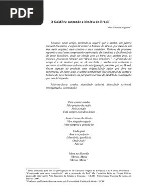 O SAMBA: cantando a história do Br asil