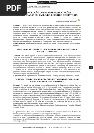 A Revolução Cubana - Representações Generificadas em um Livro Didático De História